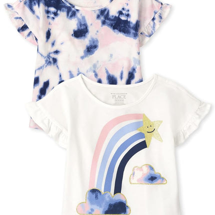 The Children's Place Toddler Girls Print Top 2-Pack, Milky Way, 5T