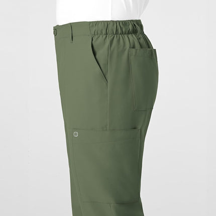 WONDERWINK Men's Flat Front Cargo Scrub Pant, Olive, Large