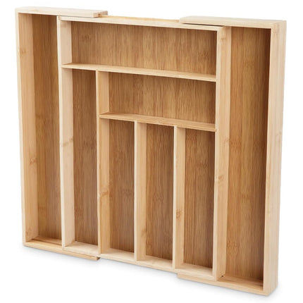 KITCHENTREND Organizador expandible de bambú para cubiertos, organizador de cubiertos ajustable para cajones de cocina, organizador de utensilios para la organización de la cocina (6-8 ranuras)