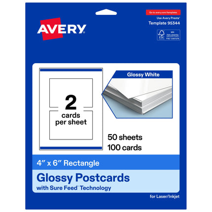 Avery Printable Rectangle Cards, Sure Feed Technol