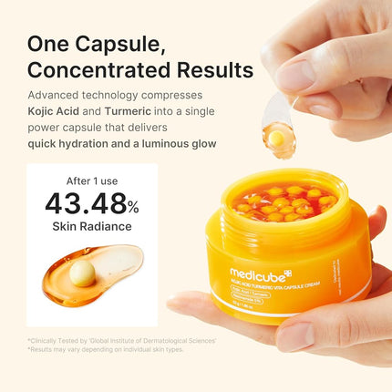 medicube Turmeric Vita Capsule Cream for Uneven Skin Tone, Glow Hydration & Radiance | Korean Skincare | 1.94 oz