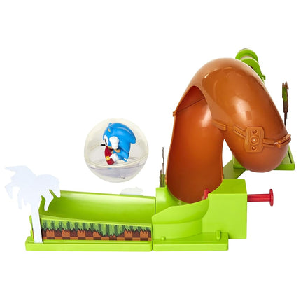 Sonic The Hedgehog Pinball Green Hill Zone Pinball Track Play Set |Looping Action & Automatic Bumper | 9Piece with Exclusive Sonic Sphere Included