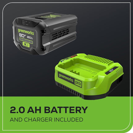 Greenworks 80V 16" Brushless Cordless String Trimmer (Carbon Fiber), 2.0Ah Battery and Charger Included