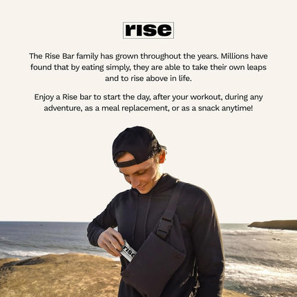 Rise Bar Non-GMO, Gluten Free, Soy Free, Real Whole Food, Whey Protein Bar (20g), No Added Sugar, Almond Honey High Protein Bar with Fiber, Potassium, Natural Vitamins & Nutrients 2.1oz, (12 Count)