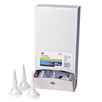 3M Flex Pack Nozzle, 08188, Applies One-Part Urethane Adhesives/Seam Sealers, 25/Carton White