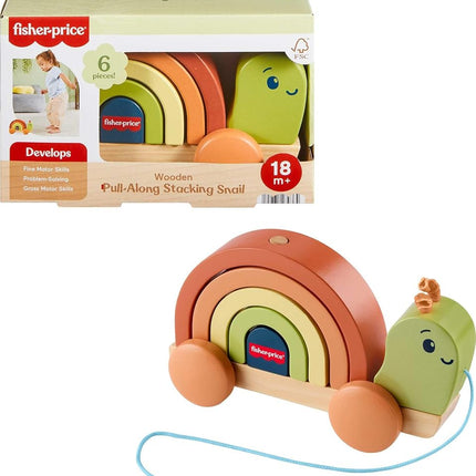 Fisher-Price Wood Toddler Toy Pull-Along Stacking 