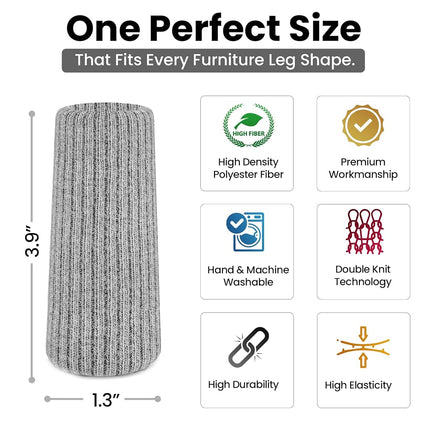 48 Pcs Grey Premium Chair Leg Socks Protectors for Hardwood Floors - Do not Easily Fall Off - Very Easy to Put on - Fits All Leg Shapes - High Elastic Bar Stool Leg Covers - Furniture Pads