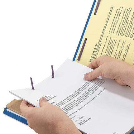 Smead Pressboard Classification File Folder with SafeSHIELD® Fasteners, 1 Divider, 2" Expansion, Letter Size, Dark Blue, 10 per Box (13732)