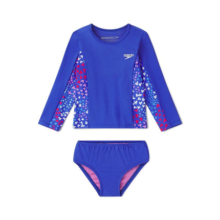 Speedo Conjunto de Rashguard de Manga Larga con Protección UV para Niña, Azul Deslumbrante