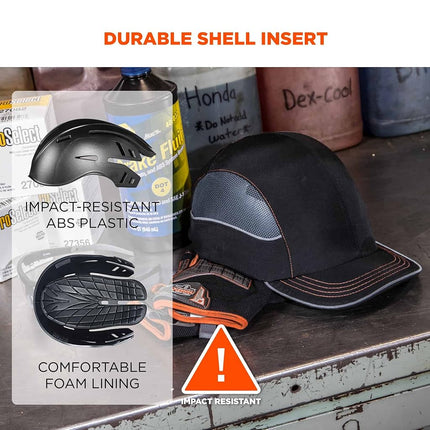 Safety Bump Cap, Baseball Hat Style, Comfortable Head Protection, Long Brim, Skullerz 8950