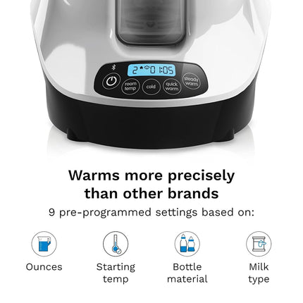Baby Brezza Smart Baby Bottle Warmer, Breastmilk Warmer + Defroster – Free App - Only Brand with Different Temperatures for Breastmilk + Formula - Universal Fit for All Bottles + Milk Bags, Charcoal