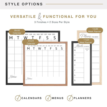 MCS Dry Erase Weekly Planner 11x24 Natural Framed Calander Whiteboard for Wall, Plan Your Week with Family Weekly Planner for Dinners, Sports, Events & More
