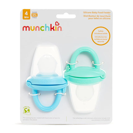 ® Silicone Baby Food Feeder for Solids and Purees, Great for Self-Feeding and Baby Led Weaning, 2 Pack, Blue/Mint