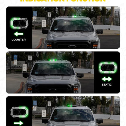 Xprite White Green Rooftop Emergency Strobe Light Bar, Beacon Safety Flashing Warnin Lights w/Control Panel Magnetic Base for Construction Trucks Plows Postal Security Cars