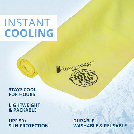FROGG TOGGS Chilly Pad Cooling Towel, Hivis Yellow, Size 33" x 13", 27x17 (MGT910)
