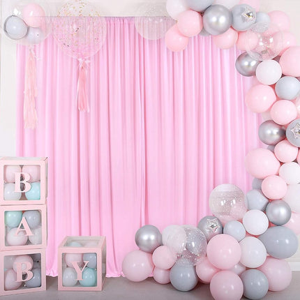 AK TRADING 10 feet x 10 feet Polyester Backdrop Drapes Curtains Panels with Rod Pockets - Wedding Ceremony Party Home Window Decorations - Pink (DRAPE-5x10-PINK)