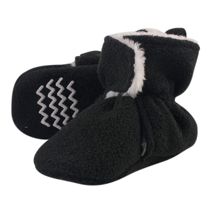 Hudson Baby Unisex Baby Cozy Fleece and Faux Sherpa Booties, Black, 0-6 Months