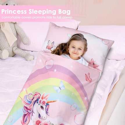 Unicorn Rainbow Sleeping Bag Nap Mat Removable Pillow,Slumber Bag Christmas