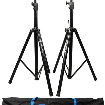 Rockville Pair of Tripod DJ PA Speaker Stands + Carrying Case Black RVSS2