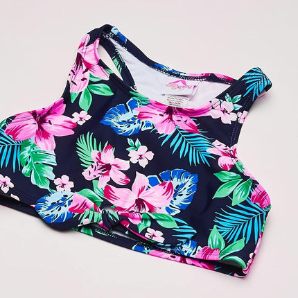 Kanu Surf Traje de baño de dos piezas tipo bikini deportivo de playa Addie UPF 50+ para niñas, color azul marino Peggy, talla 12