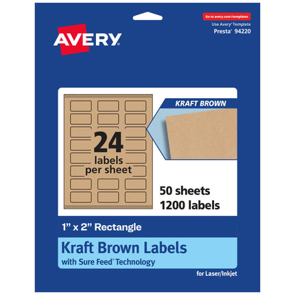 Avery Kraft Brown Rectangle Labels with Sure Feed,