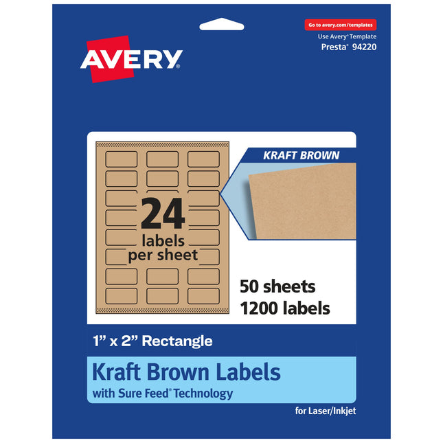 Avery Kraft Brown Rectangle Labels with Sure Feed,
