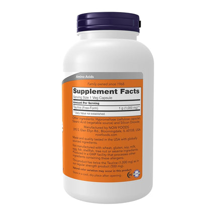 NOW Taurine 1000 mg, 250 Capsules