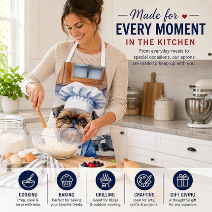Caroline's Treasures Brussels Griffon The Chef Apron Cooking Kitchen Server Baking Crafts Gardening for Adult Women Men, Unisex, Large, Multicolor