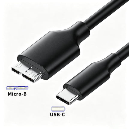 Câble USB C vers Micro B AlyKets, Cordon de Données USB 3.0 vers USB C pour Disque Dur Externe Western Digital WD My Book Toshiba, Canon powershot, Caméra Live Wiev, 1m