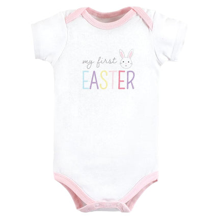 Hudson Baby Lot de 5 bodies en coton pour bébé fille, première Saint-Valentin et Pâques, 0-3 mois