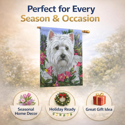 Caroline's Treasures PPP3221CHF Westie Petunia Flag Canvas House Size, House Size, Multicolor