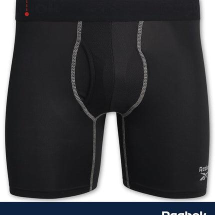 Caleçons Boxers Performance Reebok pour Homme avec Braguette Fonctionnelle (Lot de 4) (Noirs purs, Grande taille)
