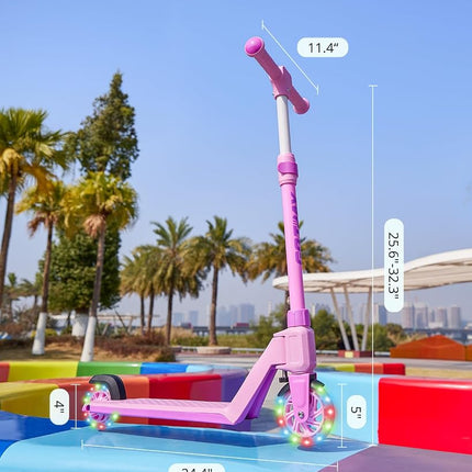 Gotrax K03 Kick Scooter for Kids, 5" LED Lighted Wheels and Adjustable Handlebars, Lightweight Design and Anti-Slip Deck, Max Load 110 Lbs, Kids Scooter for Boys & Girls Ages 3+, Pink