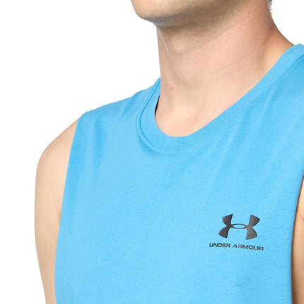 Under Armour Men's Sportstyle Left Chest Cut-Off T-Shirt, (452) Ether Blue / / Black, S