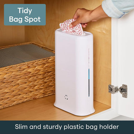 YouCopia StoraBag Space-Saving Plastic Bag Dispenser, Organizer for Kitchen Cabinet or Pantry Storage, One-Size, Speckled White