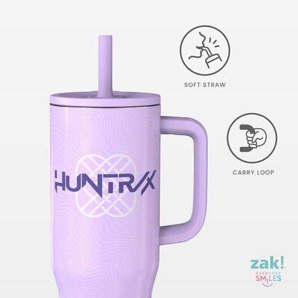 Zak Designs Kpop Demon Hunters Sutton Travel Tumbler for On The Go, 30oz Stainless Steel with Vacuum Insulation, Silicone Straw, and Carry Handle for Cold Drinks (Huntrix)