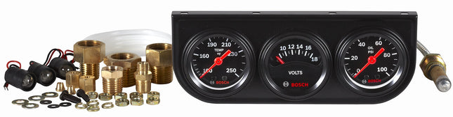 Bosch SP0F000037 Style Line Kit de tres mini indicadores de 1-1/2" (Esfera negra, Bisel negro)