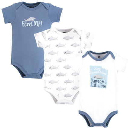 Hudson Baby Unisex Baby Cotton Bodysuits, Jawsome Little Bro, 9-12 Months