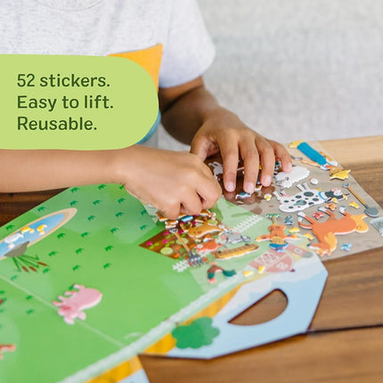 Melissa & Doug Puffy Sticker Play Set - On The Farm - 52 Reusable Stickers, 2 Fold-Out Scenes Restickable Farm Sticker Book, Puffy Farm Animals Removable Stickers for Kids Ages 4+ - FSC Certified