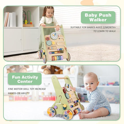 LOL-FUN Wooden Baby Walker for Toddlers 12 Months Push Along Toys
