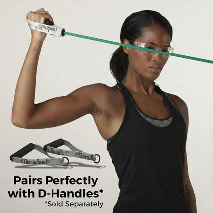 TheraBand Resistance Tubes, Professional Latex Elastic Tubing, Upper & Lower Body, Core Exercise, Physical Therapy, Lower Pilates, At-Home Workout, & Rehab, 25 Foot, Green, Heavy, Intermediate Level 1
