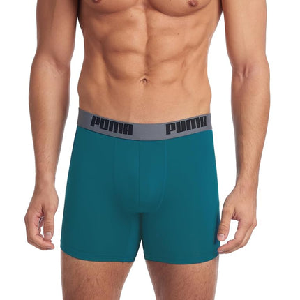 PUMA Men's 3 Pack Boxer Brief, Teal, Small