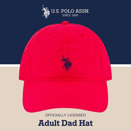 U.S. Polo Assn. Men's U.s Polo Assn. Cotton Adjustable Curved Brim With Embroidered Small Pony Logo Baseball Cap, Red, One Size UK
