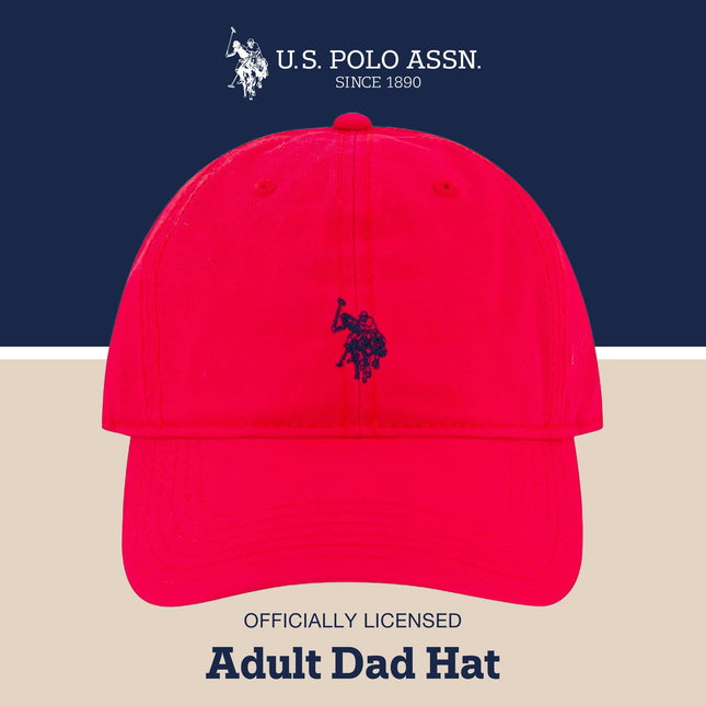 U.S. Polo Assn. Men's U.s Polo Assn. Cotton Adjustable Curved Brim With Embroidered Small Pony Logo Baseball Cap, Red, One Size UK