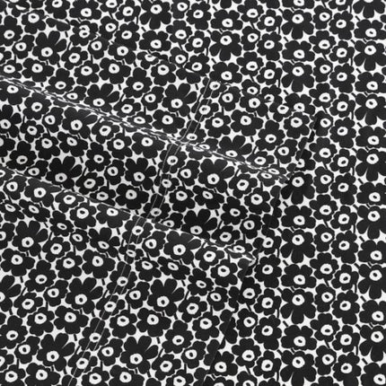 MARIMEKKO - Queen Sheets, Cotton Percale Bedding Set, Crisp & Cool Home Decor (Pikkuinen Unikko Black, Queen)