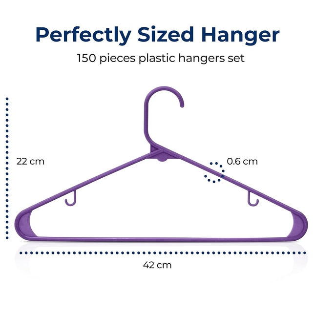 SereneLife, Plastic Hangers Space Saving Hangers Durable Heavy Duty Clothes Hanger Set Ideal for Laundry/Daily Use,Holds Up to 5.5 Lbs.Hangers for Coats, Jackets, Pants & Dress (150 Pieces)