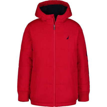 Nautica Boys' Heavy Weight Hooded Bubble Jacket wi