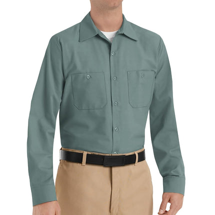 Red Kap Men's Industrial Work Shirt, Regular Fit, Long Sleeve Utility Button, Light Green, M
