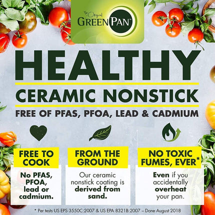 GreenPan Chatham Hard Anodized Healthy Ceramic Nonstick, 8" Frying Pan Skillet, PFAS-Free, Dishwasher Safe, Oven Safe, Gray