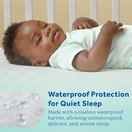Sealy Baby Cool Comfort Cooling Breathable Waterproof Crib Mattress Protector Pad, Toddler Bed Cover, Infant and Newborn Durable Comfortable Topper, Machine Washable and Dryer Friendly, 52x28”- White